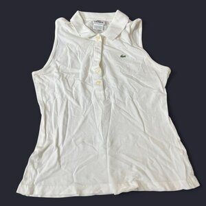 Lacoste White Fitted Button Down Tank Top
